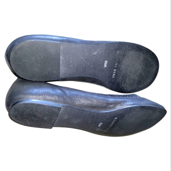 Gianni Bini Black Rhinestone Detail Women's Leather Ballet Flats Sz 8 1/2 M - Picture 4 of 8